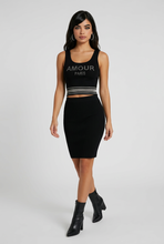 Lade das Bild in den Galerie-Viewer, TOP `Amour Paris´ (Feinstrick/ärmellos), schwarz-gold