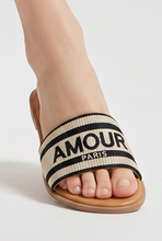 Lade das Bild in den Galerie-Viewer, PANTOLETTE `Amour Paris´, schwarz-gold