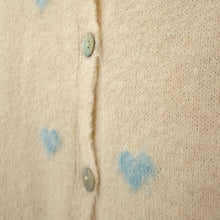 Lade das Bild in den Galerie-Viewer, CARDIGAN `Mini Hearts´, crème-baby blue