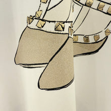 Lade das Bild in den Galerie-Viewer, T-SHIRT `Stilettos´, weiß-gold