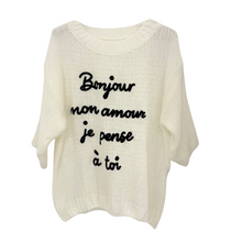 Lade das Bild in den Galerie-Viewer, PULLOVER `Bonjour´, weiß
