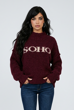 Lade das Bild in den Galerie-Viewer, PULLOVER `SOHO´ (Strick), burgundy