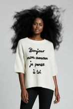 Lade das Bild in den Galerie-Viewer, PULLOVER `Bonjour´, weiß
