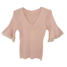 Lade das Bild in den Galerie-Viewer, TOP `Lace Details´ (V-Ausschnitt), soft rose