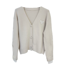 Lade das Bild in den Galerie-Viewer, CARDIGAN `Lace Heart´, crème