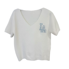 Lade das Bild in den Galerie-Viewer, PULLOVER `LA´, crème-baby blue