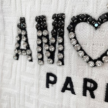 Lade das Bild in den Galerie-Viewer, TOP `Amour´ (Strass/ärmellos), weiß-schwarz