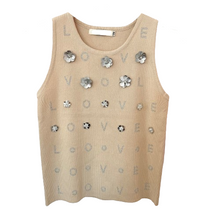 Lade das Bild in den Galerie-Viewer, TOP `Couture Flowers´ (ärmellos), caramel-silber