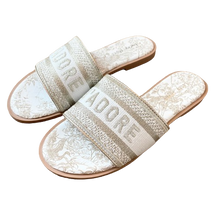 Lade das Bild in den Galerie-Viewer, PANTOLETTE `Jungle´, weiß-gold