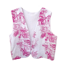 Lade das Bild in den Galerie-Viewer, WESTE `Landscape´ (Musselin), weiß-pink