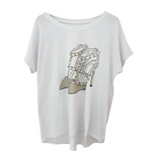 Lade das Bild in den Galerie-Viewer, T-SHIRT `Stilettos´, weiß-gold