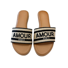 Lade das Bild in den Galerie-Viewer, PANTOLETTE `Amour Paris´, schwarz-gold