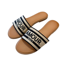 Lade das Bild in den Galerie-Viewer, PANTOLETTE `Amour Paris´, schwarz-gold