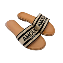 Lade das Bild in den Galerie-Viewer, PANTOLETTE `Amour Paris´, schwarz-gold