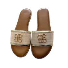 Lade das Bild in den Galerie-Viewer, PANTOLETTE `Golden Sign´, beige-gold