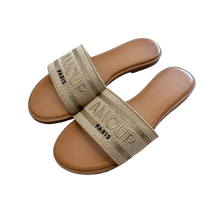 Lade das Bild in den Galerie-Viewer, PANTOLETTE `Amour Paris´, beige-gold
