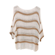 Lade das Bild in den Galerie-Viewer, PULLOVER `Stripes´ (Grobstrick), weiß-gold