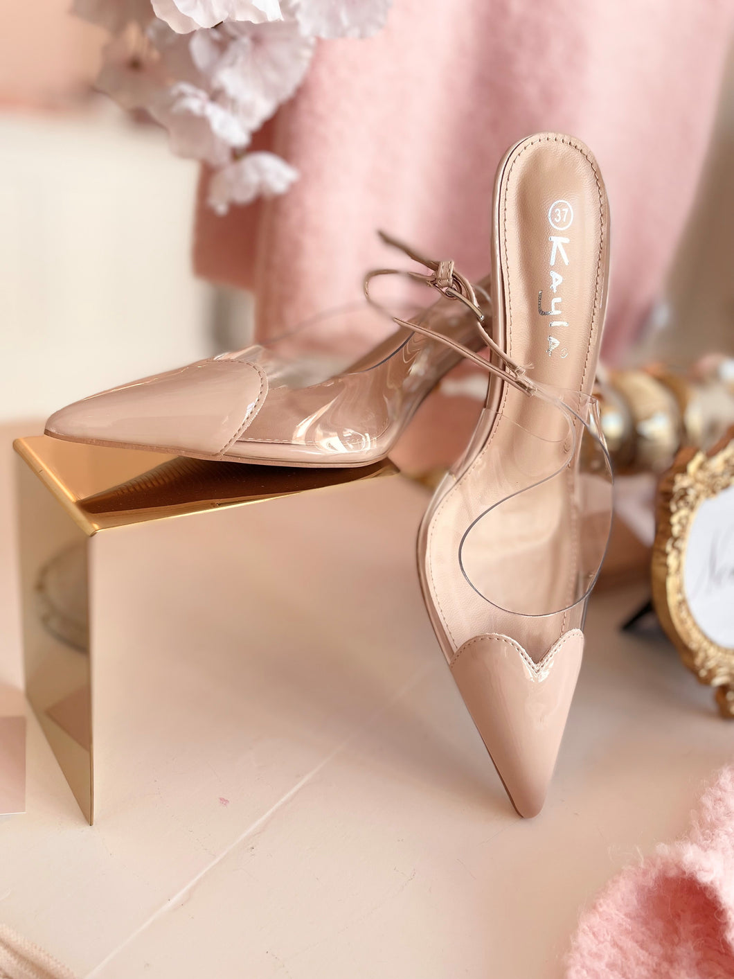 SLINGPUMPS `Heart´, clear-beige