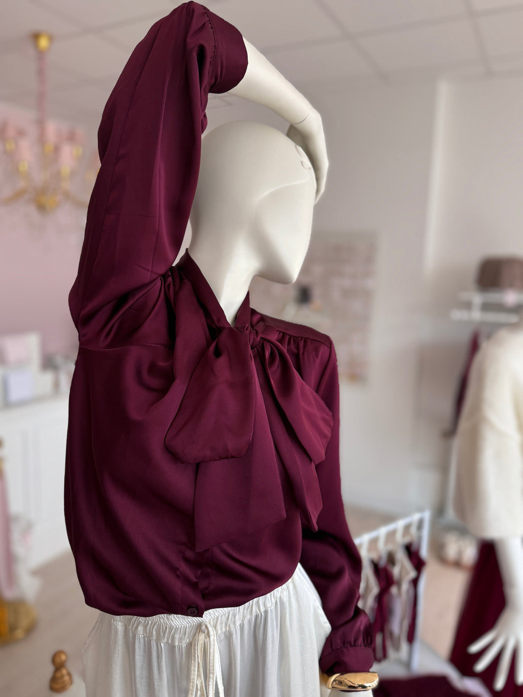 BLUSE `Schluppe´ (PREMIUM), burgundy