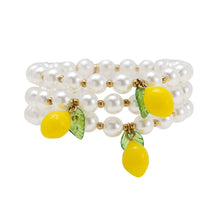 Lade das Bild in den Galerie-Viewer, ARMBAND `Lemon &amp; Pearls´, gold
