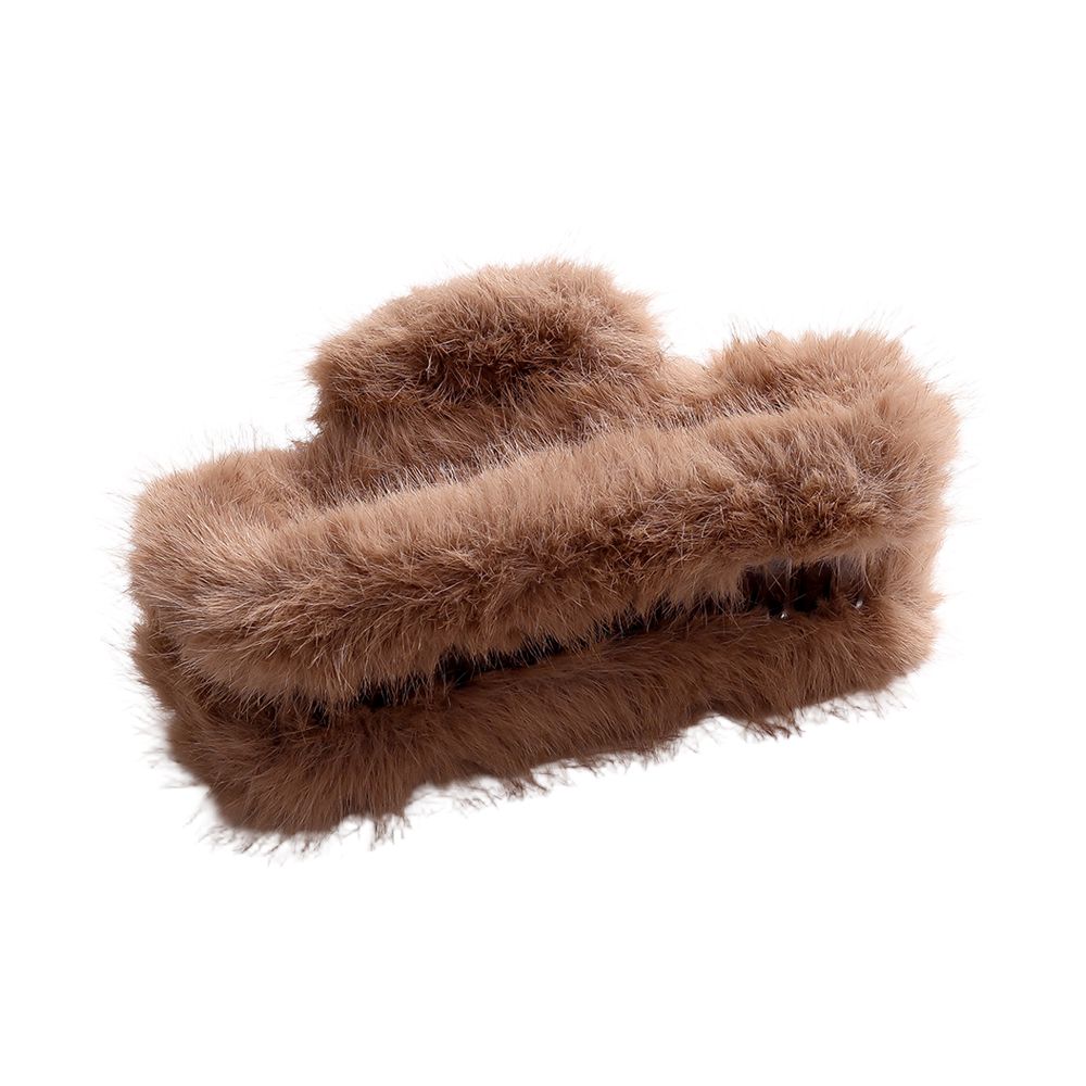 HAIRCLIP `Fluffy´ (Rectangle), caramel