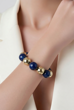 Lade das Bild in den Galerie-Viewer, ARMBAND Biggest Pearls (elastisch), navy-gold
