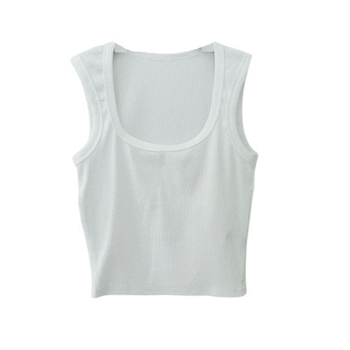 TOP `Basic´ (cropped/ärmellos), weiß