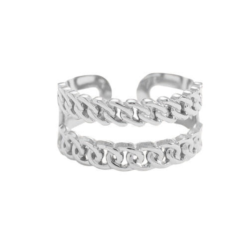 RING Two Chains, silber