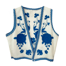 Lade das Bild in den Galerie-Viewer, WESTE `Finest Boho´, crème-blau
