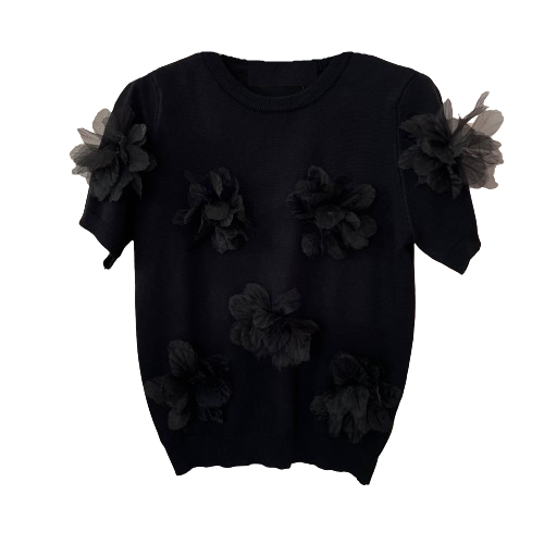 TOP `Couture Tulle Flowers´, schwarz