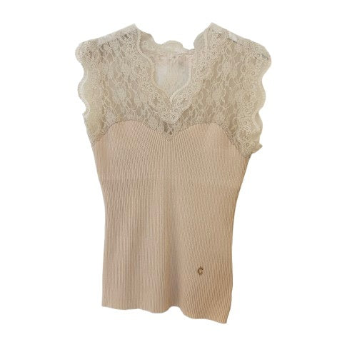TOP `Elegant Lace´ (ärmellos), beige