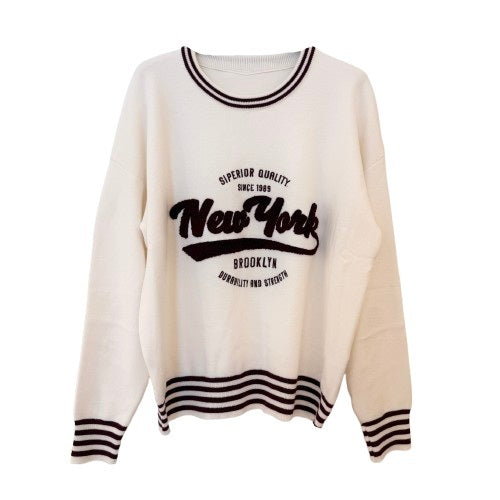 PULLOVER `New York´, crèmeweiß-burgundy