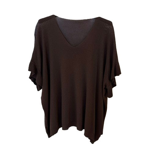 TOP `Sweet Basic´ (Feinstrick/Volants), mokka