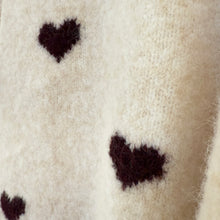 Lade das Bild in den Galerie-Viewer, CARDIGAN `Mini Hearts´ (Halbarm), beige-burgundy
