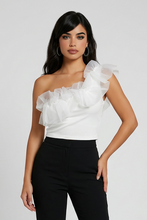 Lade das Bild in den Galerie-Viewer, TOP One Shoulder `Couture´, weiß
