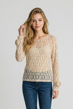 Lade das Bild in den Galerie-Viewer, TOP `Lace Rose´, beige
