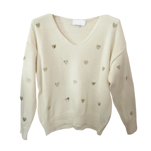 PULLOVER `Glammy Hearts´, crème-gold