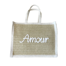 Lade das Bild in den Galerie-Viewer, TASCHE Shopper `Amour´, beige-weiß
