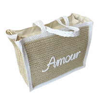 Lade das Bild in den Galerie-Viewer, TASCHE Shopper `Amour´, beige-weiß

