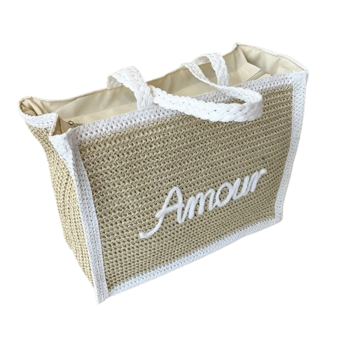 TASCHE Shopper `Amour´, beige-weiß