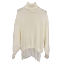 Lade das Bild in den Galerie-Viewer, PULLOVER `Lace´ (Rollkragen), weiß
