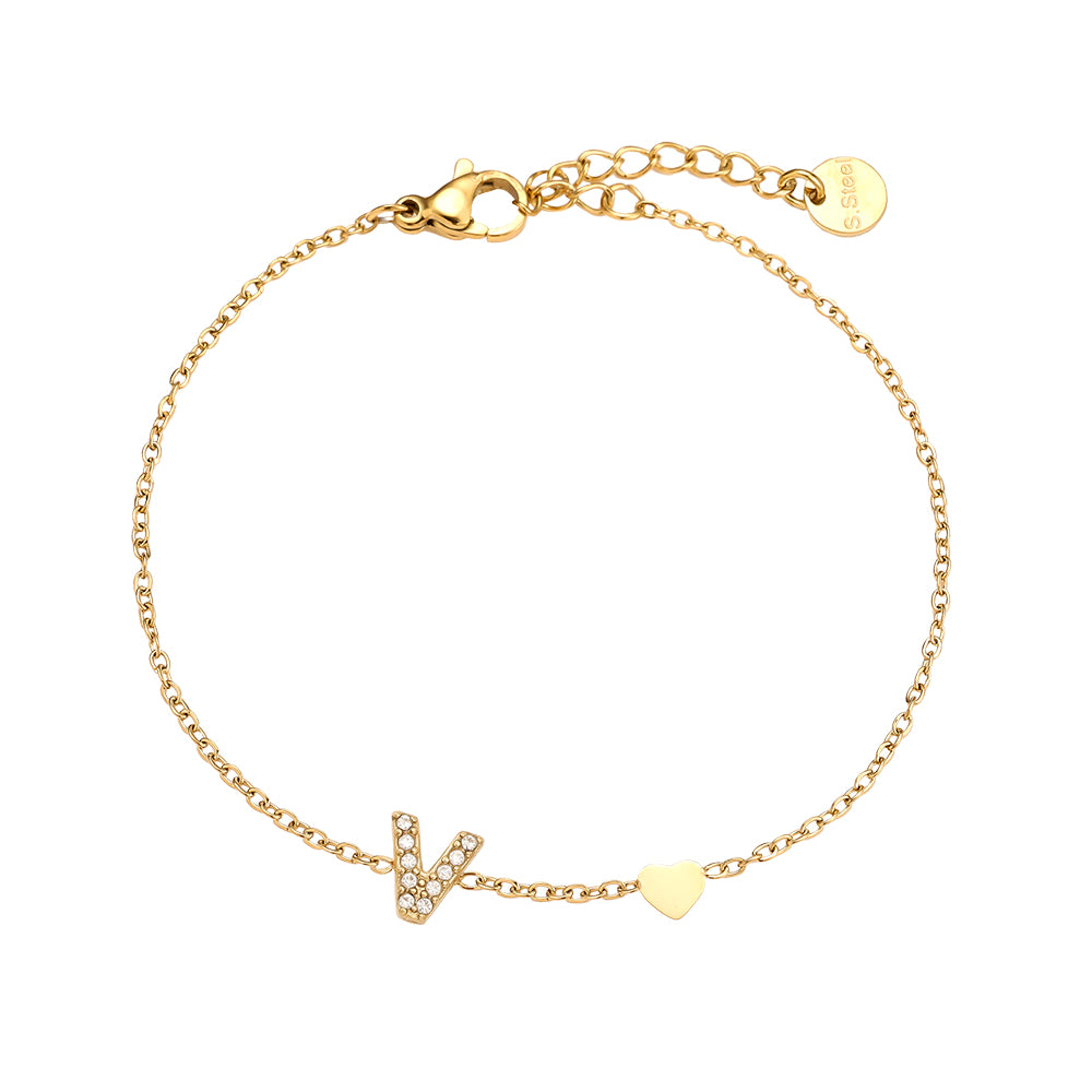 ARMBAND `My Name - V´, gold