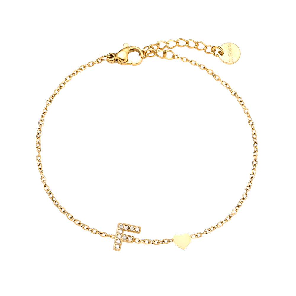 ARMBAND `My Name - F´, gold