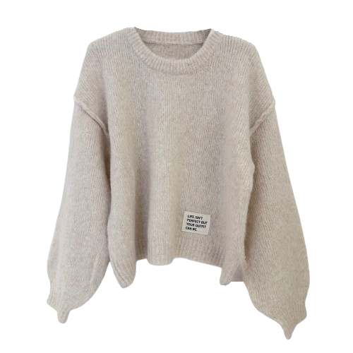 PULLOVER `Life isn` t perfect´, crème