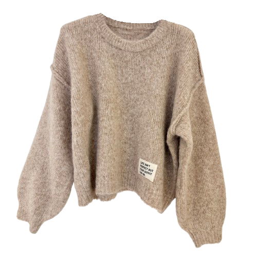 PULLOVER `Life isn` t perfect´, beige