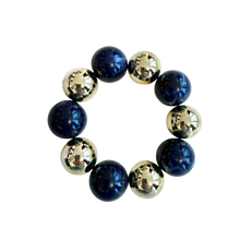 Lade das Bild in den Galerie-Viewer, ARMBAND Biggest Pearls (elastisch), navy-gold
