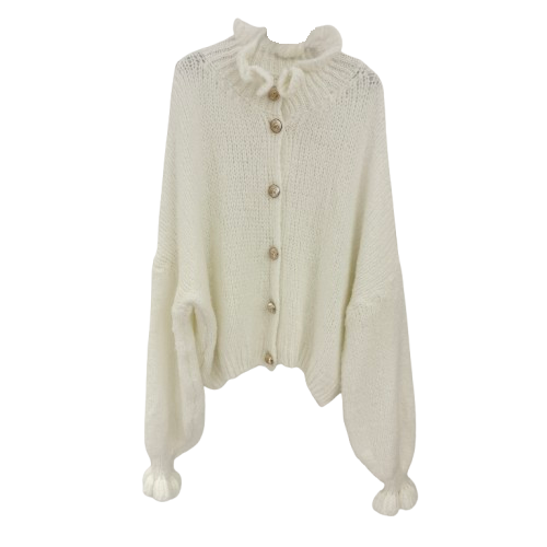 CARDIGAN `Sweet Ruffles´ (Short), crèmeweiß
