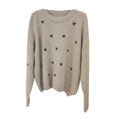 PULLOVER `Mini Bows´, beige-mokka