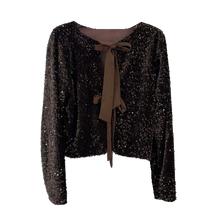 Lade das Bild in den Galerie-Viewer, TOP `Glammy with Bows´, chocolate
