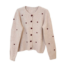 Lade das Bild in den Galerie-Viewer, CARDIGAN `Sweetheart´, beige-burgundy
